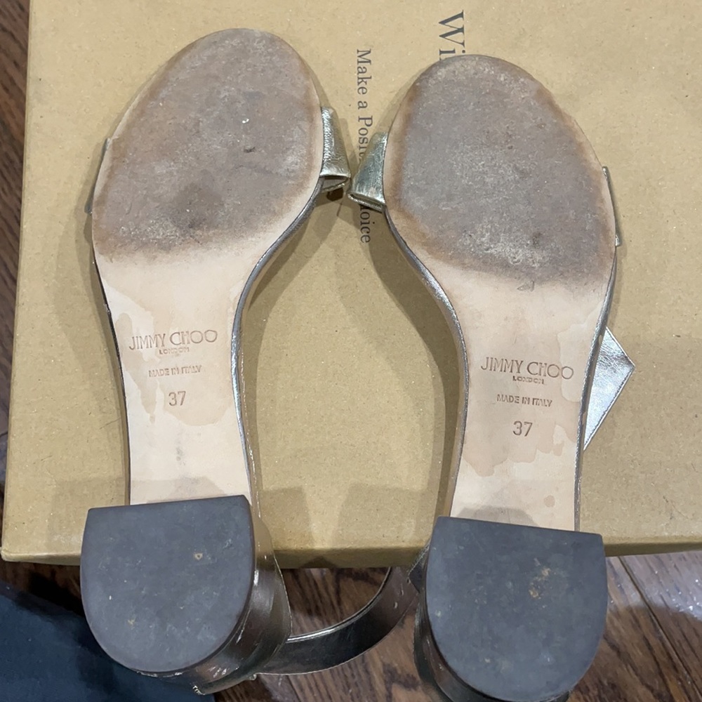 Jimmy choo size 37 gold 2 inch heel sandals - Picture 5 of 5